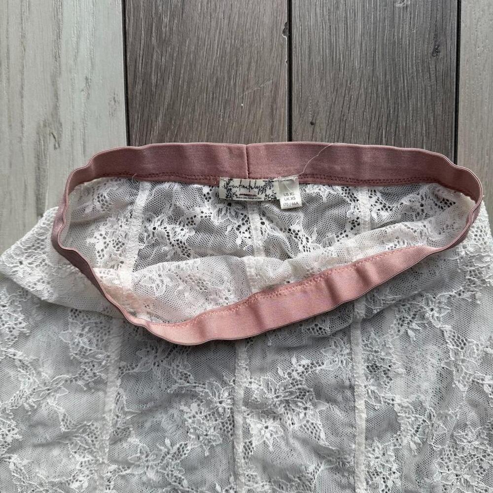 Free People Lucy Lace Bike Shorts White Pink Trim XS - Picture 3 of 4